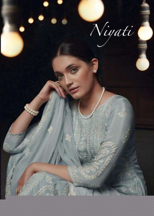 NIYATI BY KARMA TRENDZ 4077 TO 4083 SERIES BEAUTIFUL SUITS COLORFUL STYLISH FANCY CASUAL WEAR & ETHNIC WEAR PURE MUSLIN EMBROIDERED DRESSES AT WHOLESALE PRICE