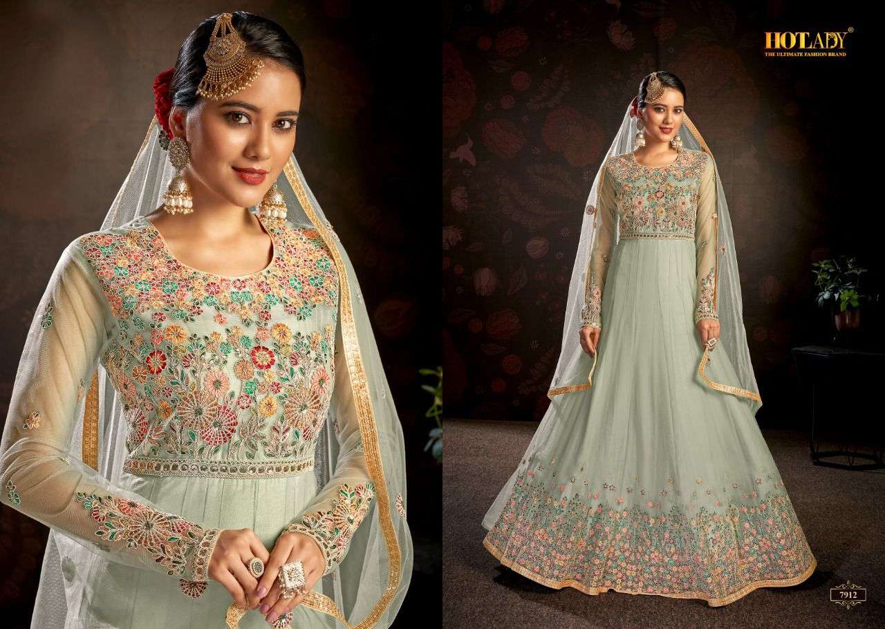 Nasheen Vol-3 By Hot Lady 7911 To 7916 Series Beautiful Anarkali Suits Colorful Stylish Fancy Casual Wear & Ethnic Wear Net Dresses At Wholesale Price