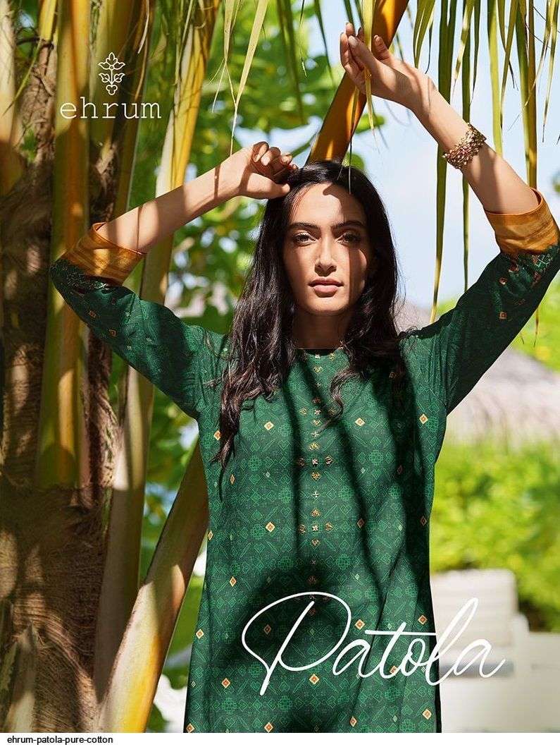PATOLA BY EHRUM 21 TO 26 SERIES BEAUTIFUL SUITS COLORFUL STYLISH FANCY CASUAL WEAR & ETHNIC WEAR PURE COTTON PRINT DRESSES AT WHOLESALE PRICE