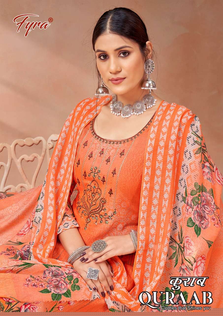Quraab By Fyra 926-001 To 926-010 Series Beautiful Suits Colorful Stylish Fancy Casual Wear & Ethnic Wear Pure Cambric Digital Print Dresses At Wholesale Price