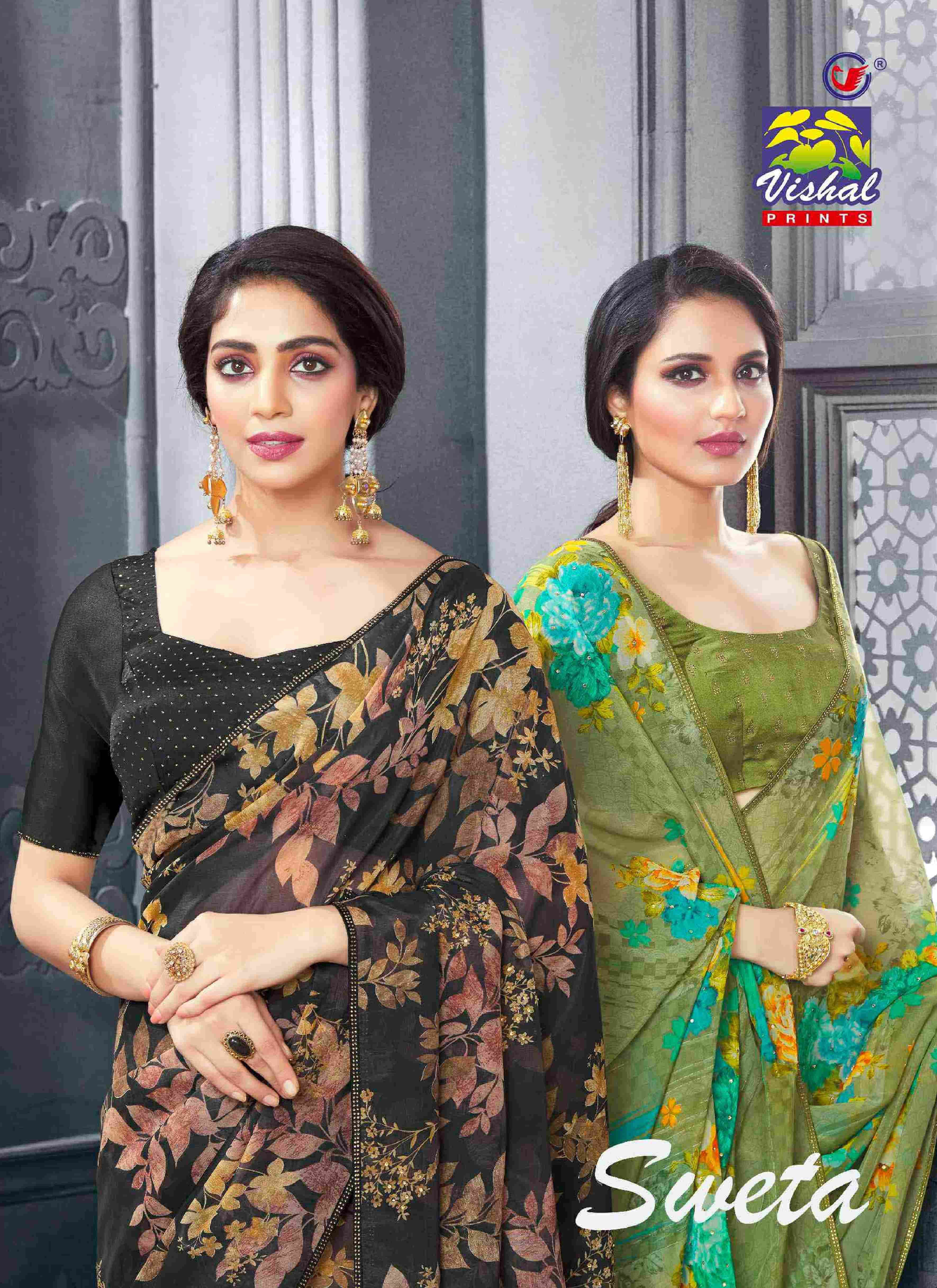 SWETA BY VISHAL PRINTS 40671 TO 40676 SERIES INDIAN TRADITIONAL WEAR COLLECTION BEAUTIFUL STYLISH FANCY COLORFUL PARTY WEAR & OCCASIONAL WEAR FANCY SAREES AT WHOLESALE PRICE