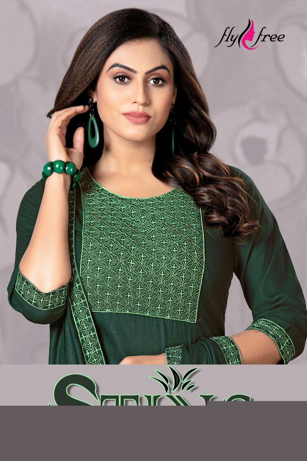 STING BY FLY FREE 101 TO 106 SERIES BEAUTIFUL SUITS COLORFUL STYLISH FANCY CASUAL WEAR & ETHNIC WEAR RAYON EMBROIDERED DRESSES AT WHOLESALE PRICE