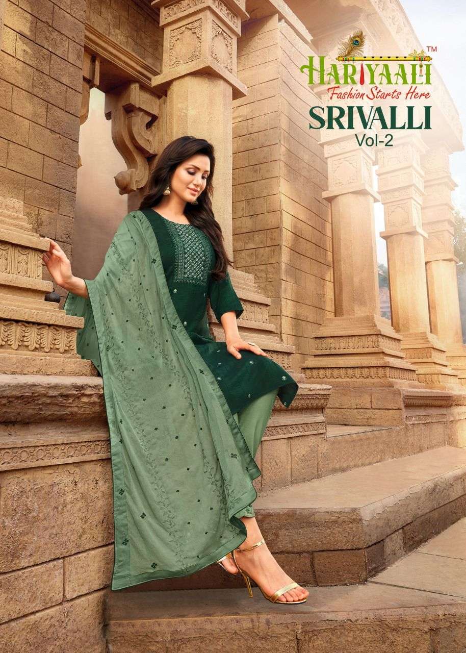 SRIVALLI VOL-2 BY HARIYAALI 2304 TO 2312 SERIES BEAUTIFUL SUITS COLORFUL STYLISH FANCY CASUAL WEAR & ETHNIC WEAR VISCOSE EMBROIDERED DRESSES AT WHOLESALE PRICE