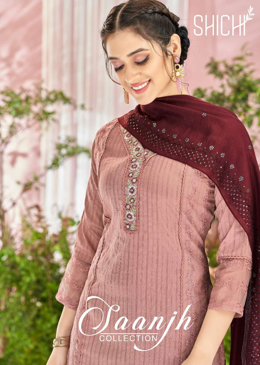 SAANJH BY SHICHI 67 TO 72 SERIES BEAUTIFUL SUITS COLORFUL STYLISH FANCY CASUAL WEAR & ETHNIC WEAR NYLON CHINNON DRESSES AT WHOLESALE PRICE