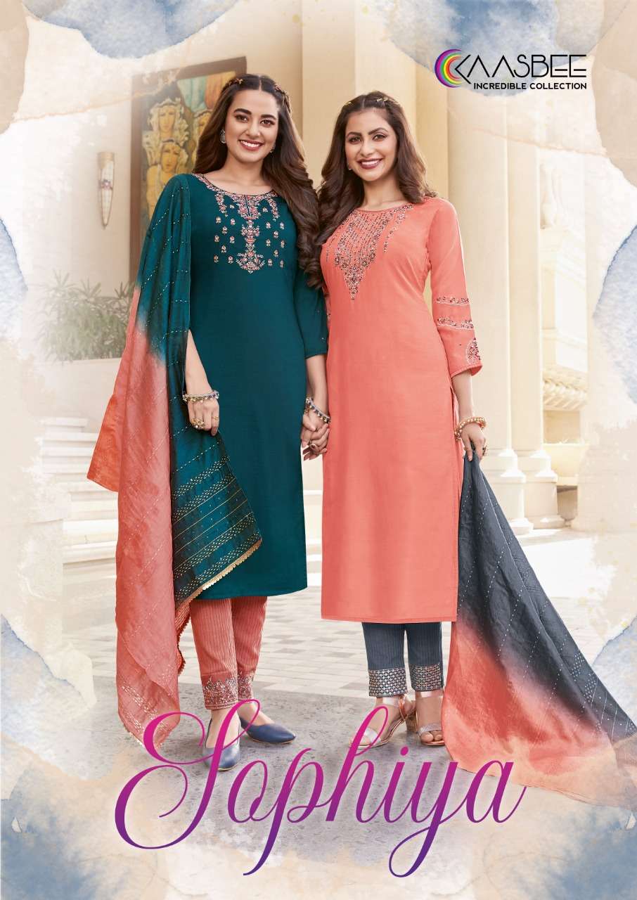 SOPHIYA BY KAASBEE 1001 TO 1006 SERIES BEAUTIFUL SUITS COLORFUL STYLISH FANCY CASUAL WEAR & ETHNIC WEAR CHINNON DRESSES AT WHOLESALE PRICE