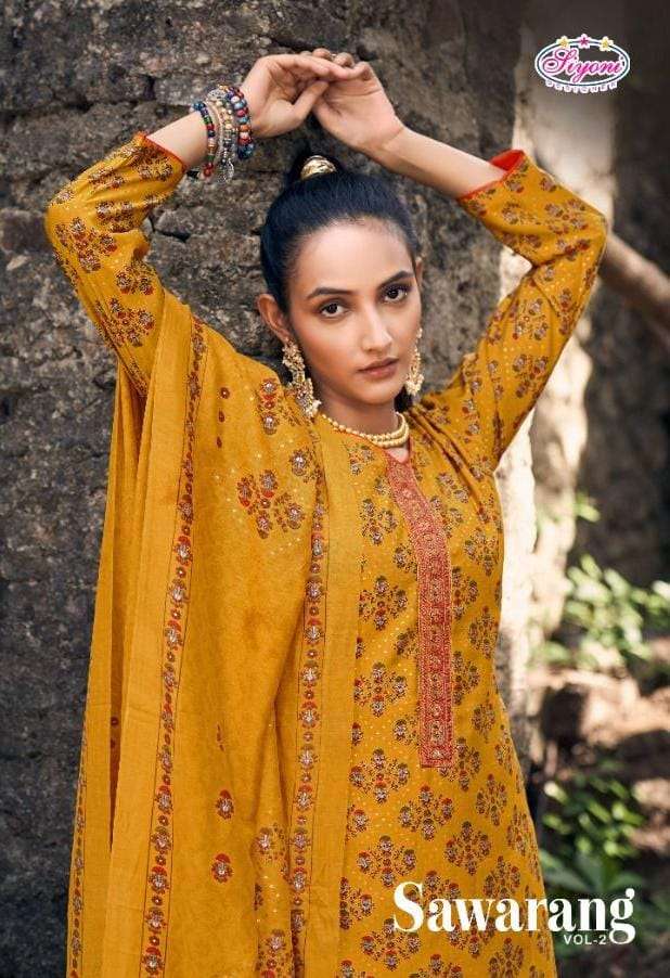 SAWARANG VOL-2 BY SIYONI 38001 TO 38008 SERIES BEAUTIFUL SUITS COLORFUL STYLISH FANCY CASUAL WEAR & ETHNIC WEAR SILK EMBROIDERED DRESSES AT WHOLESALE PRICE