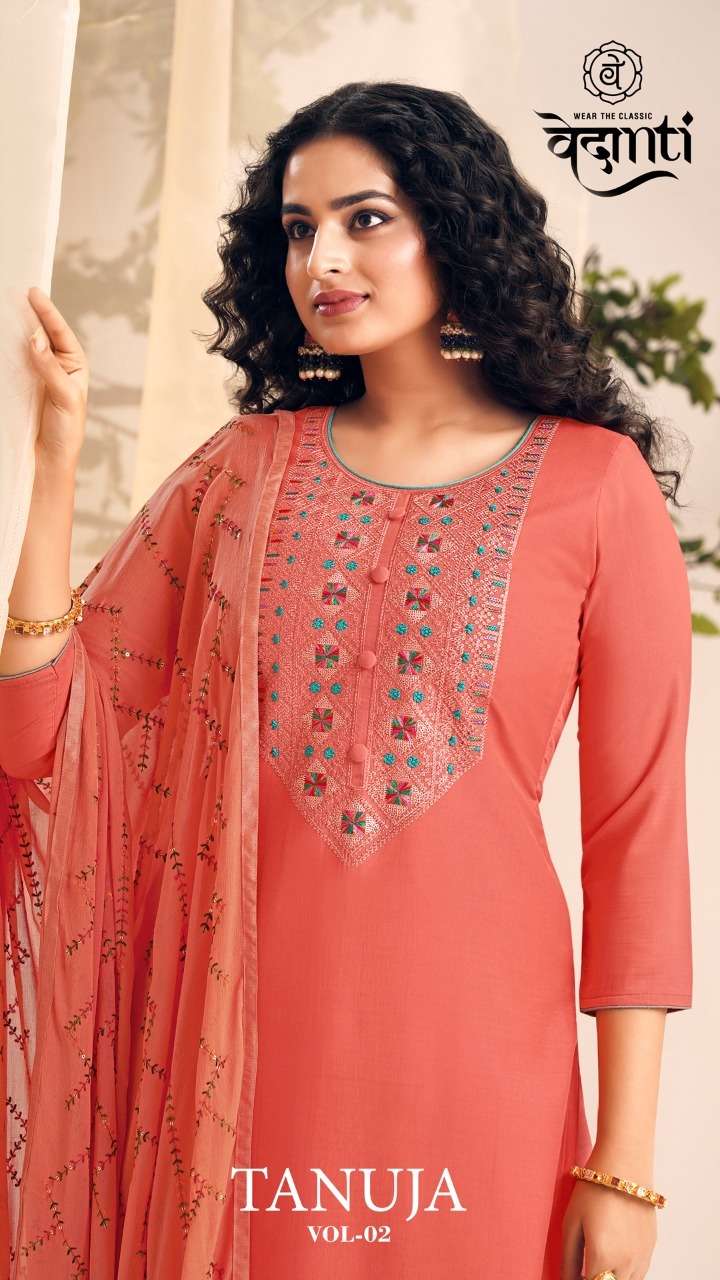 TANUJA VOL-2 BY VEDANTI 181 TO 184 SERIES BEAUTIFUL SUITS COLORFUL STYLISH FANCY CASUAL WEAR & ETHNIC WEAR HEAVY PARAMPARA SILK DRESSES AT WHOLESALE PRICE