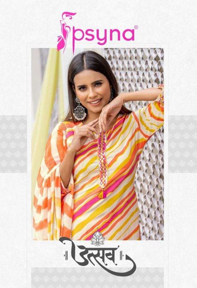 UTSAV BY PSYNA 1001 TO 1008 SERIES BEAUTIFUL SUITS COLORFUL STYLISH FANCY CASUAL WEAR & ETHNIC WEAR RAYON DRESSES AT WHOLESALE PRICE