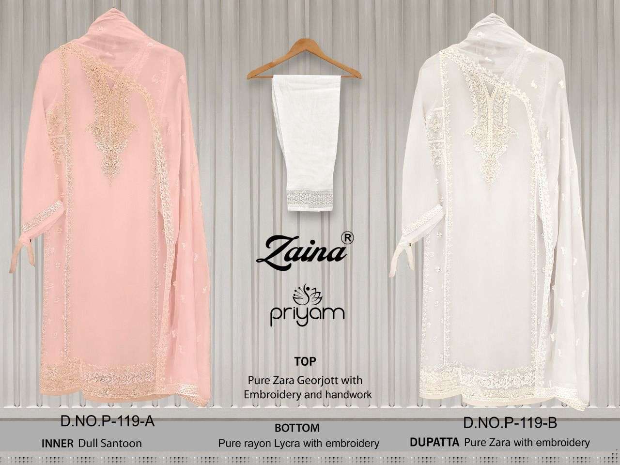 ZAINA HIT COLLECTION BY PRIYAM BEAUTIFUL PAKISTANI SUITS COLORFUL STYLISH FANCY CASUAL WEAR & ETHNIC WEAR PURE GEORGETTE DRESSES AT WHOLESALE PRICE