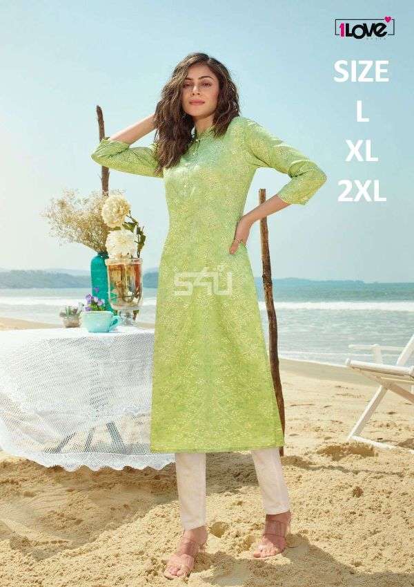 1 LOVE SALE COLLECTION BY 1 LOVE STYLISH FANCY BEAUTIFUL COLORFUL CASUAL WEAR & ETHNIC WEAR RAYON/COTTON KURTIS AT WHOLESALE PRICE