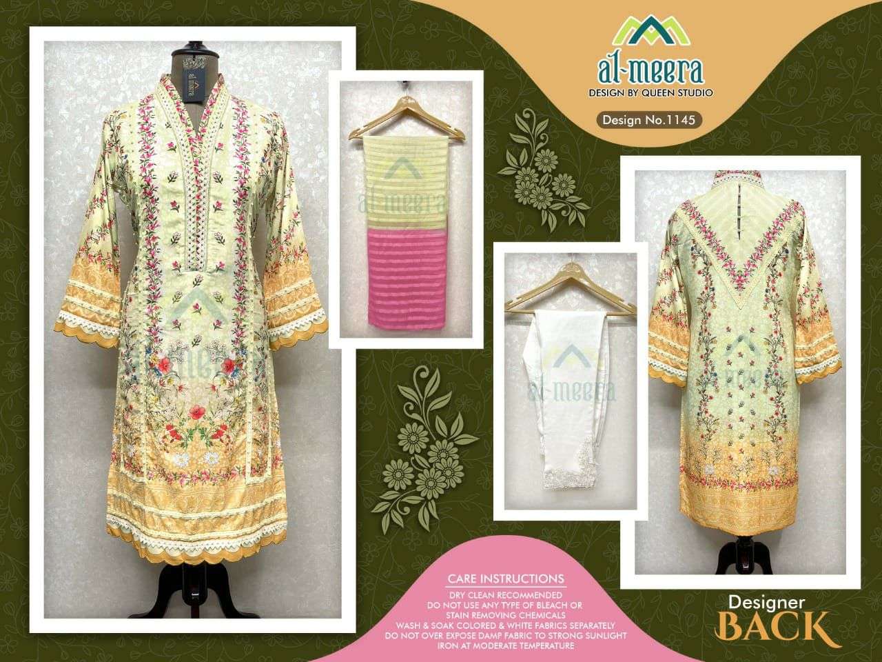 AL-MEERA HIT DESIGN 1145 BY AL-MEERA BEAUTIFUL PAKISTANI SUITS COLORFUL STYLISH FANCY CASUAL WEAR & ETHNIC WEAR MUSLIN DRESSES AT WHOLESALE PRICE