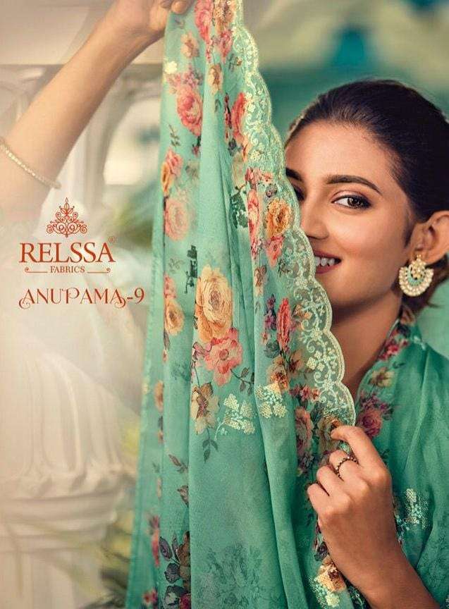 ANUPAMA VOL-9 BY RELSSA FABRICS 51001 TO 51006 SERIES BEAUTIFUL STYLISH SHARARA SUITS FANCY COLORFUL CASUAL WEAR & ETHNIC WEAR & READY TO WEAR BANARASI ORGANZA DRESSES AT WHOLESALE PRICE