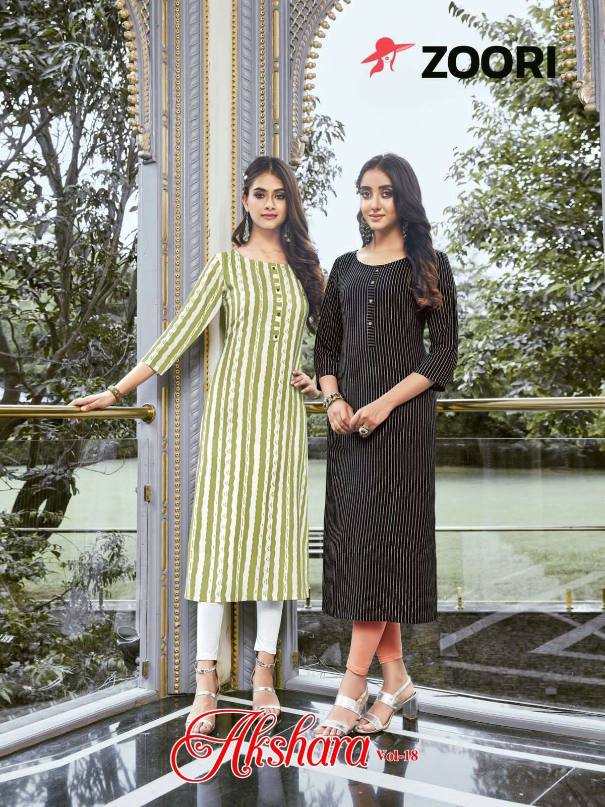 AKSHARA VOL-18 BY ZOORI 1105 TO 1110 SERIES DESIGNER STYLISH FANCY COLORFUL BEAUTIFUL PARTY WEAR & ETHNIC WEAR COLLECTION RAYON PRINT KURTIS AT WHOLESALE PRICE