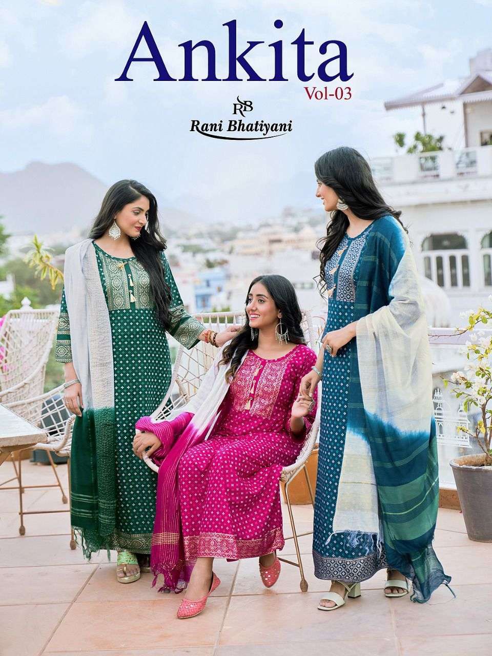 ANKITA VOL-3 BY RANI BHATIYANI 3001 TO 3008 SERIES BEAUTIFUL STYLISH FANCY COLORFUL CASUAL WEAR & ETHNIC WEAR RAYON FOIL GOWNS WITH DUPATTA AT WHOLESALE PRICE