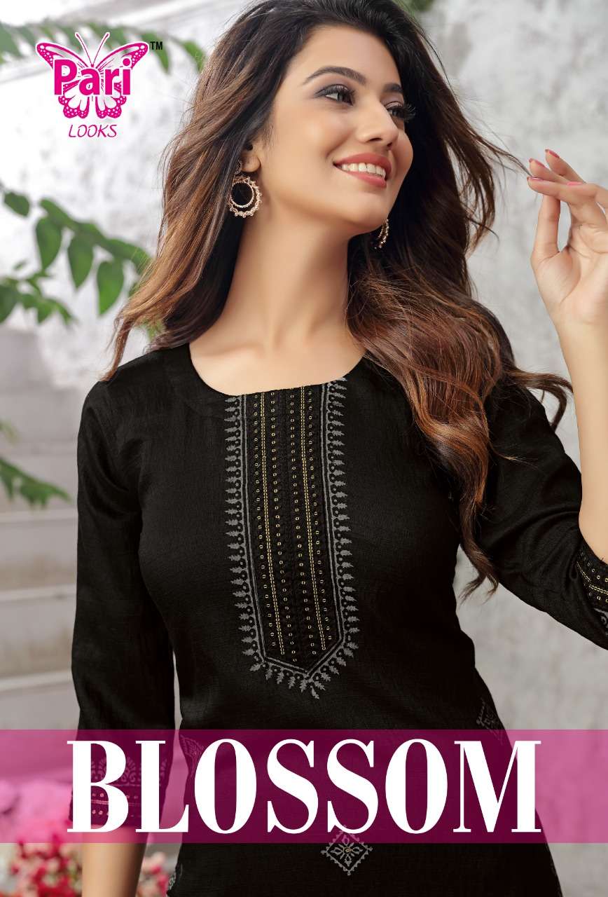 BLOSSOM BY PARI 101 TO 108 SERIES DESIGNER STYLISH FANCY COLORFUL BEAUTIFUL PARTY WEAR & ETHNIC WEAR COLLECTION VISCOSE RAYON KURTIS AT WHOLESALE PRICE
