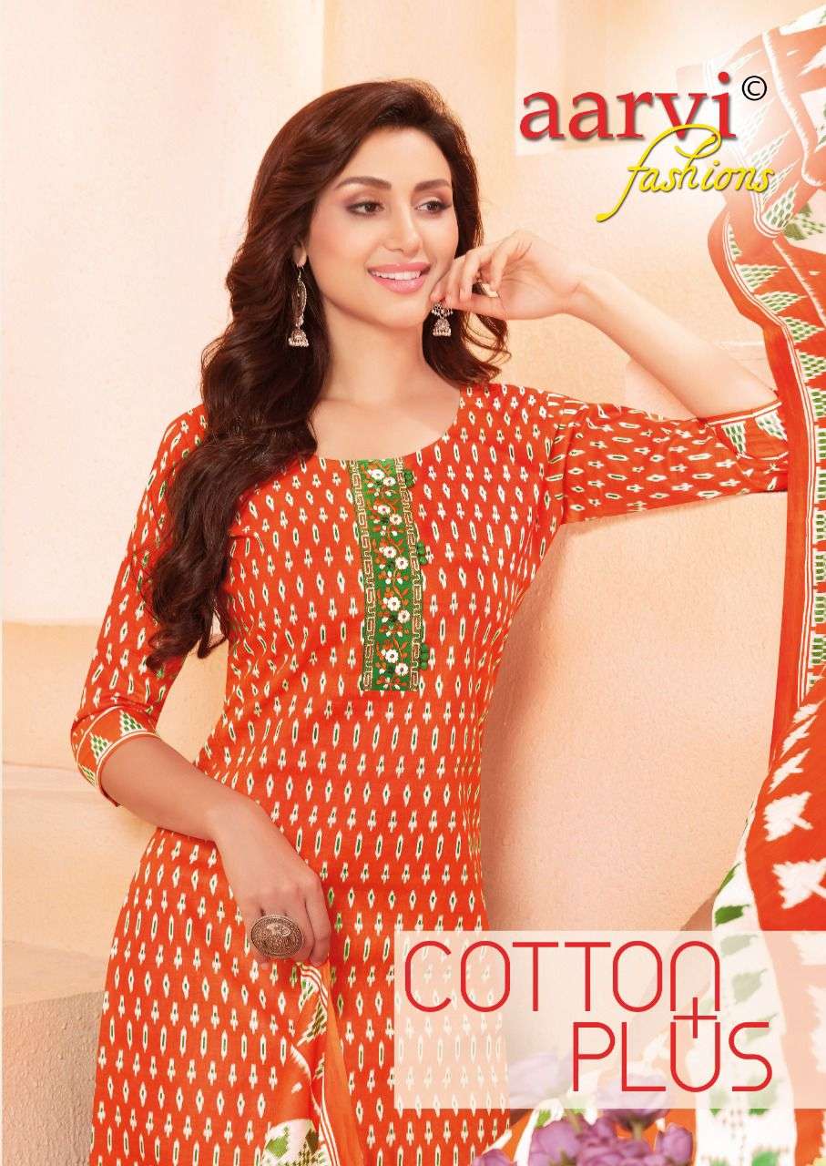 COTTON PLUS BY AARVI FASHION 6054 TO 6063 SERIES BEAUTIFUL SUITS COLORFUL STYLISH FANCY CASUAL WEAR & ETHNIC WEAR PURE COTTON PRINT DRESSES AT WHOLESALE PRICE