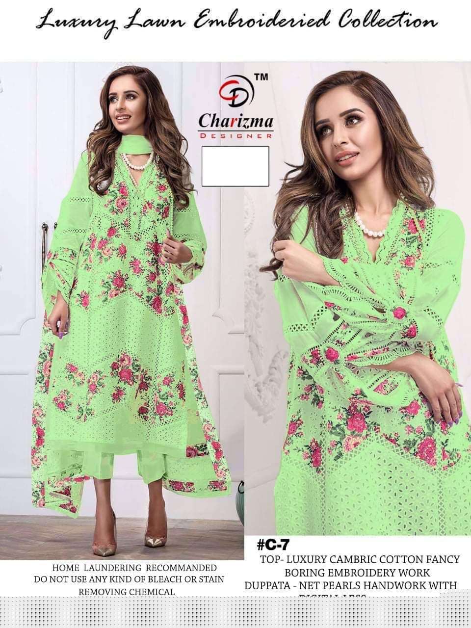 CHARIZMA HIT DESIGN C-7 BY CHARIZMA DESIGNER DESIGNER PAKISTANI SUITS COLLECTION BEAUTIFUL STYLISH FANCY COLORFUL PARTY WEAR & OCCASIONAL WEAR CAMBRIC COTTON EMBROIDERED DRESSES AT WHOLESALE PRICE