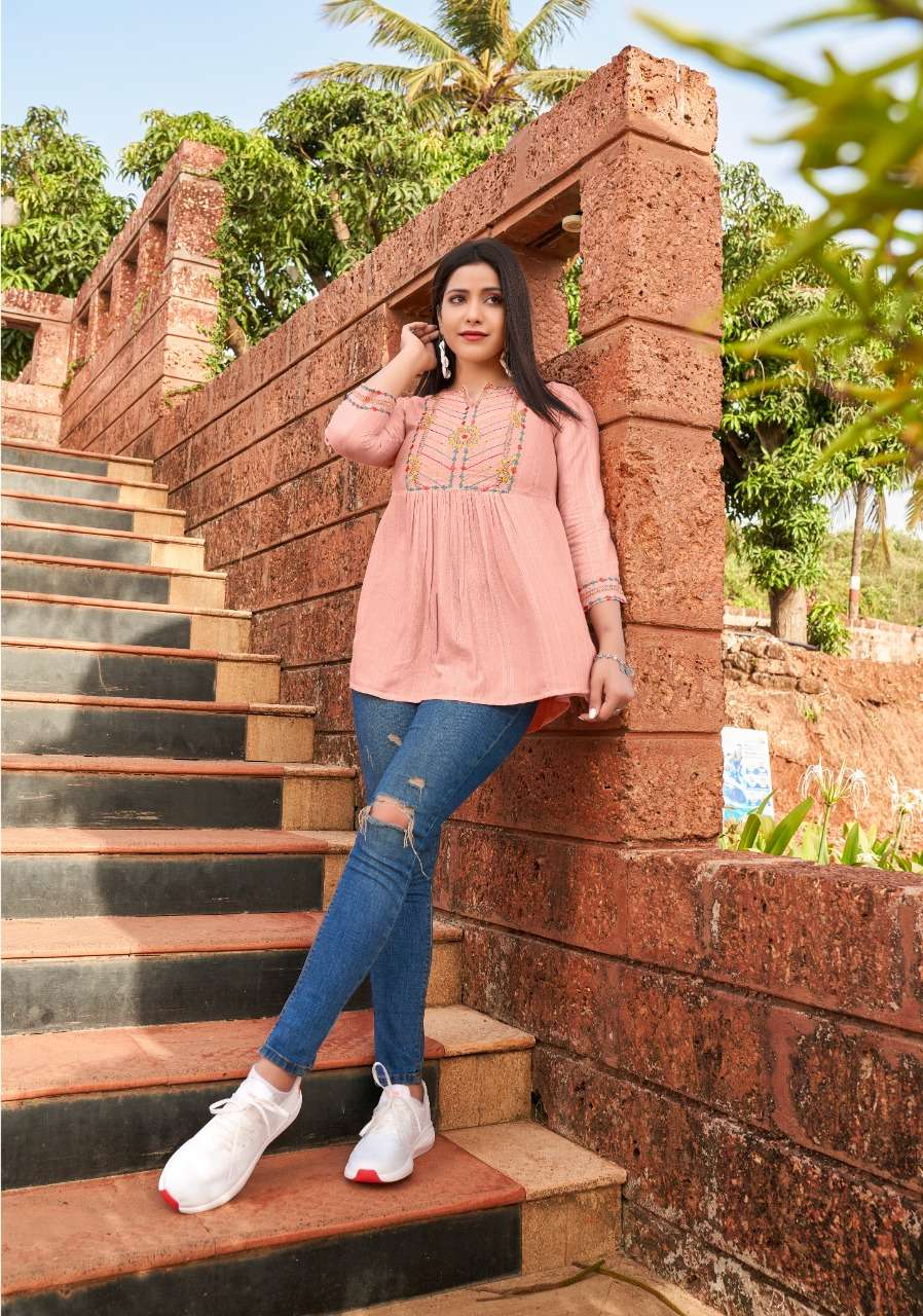 EDGE BY YAMI FASHION 5891 TO 5899 SERIES BEAUTIFUL STYLISH FANCY COLORFUL CASUAL WEAR & ETHNIC WEAR HEAVY RAYON EMBROIDERED TOPS AT WHOLESALE PRICE