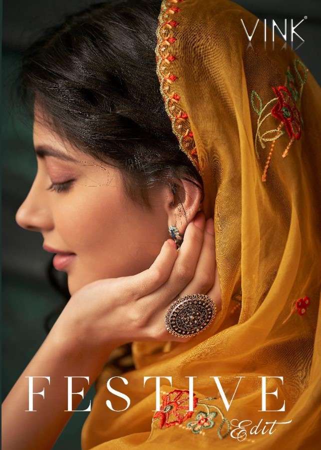 FESTIVE EDIT BY VINK 1621 TO 1626 SERIES BEAUTIFUL SUITS COLORFUL STYLISH FANCY CASUAL WEAR & ETHNIC WEAR CHINNON SILK DRESSES AT WHOLESALE PRICE
