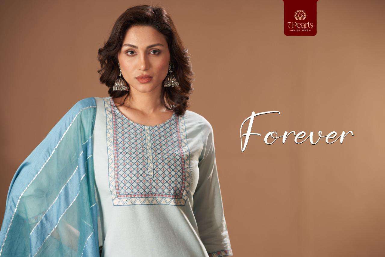 FOREVER BY 7 PEARLS 1001 TO 1006 SERIES BEAUTIFUL SUITS COLORFUL STYLISH FANCY CASUAL WEAR & ETHNIC WEAR COTTON EMBROIDERED DRESSES AT WHOLESALE PRICE