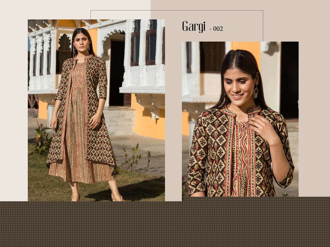 GARGI BY NAYRA 001 TO 004 SERIES BEAUTIFUL STYLISH FANCY COLORFUL CASUAL WEAR & ETHNIC WEAR PURE COTTON GOWNS WITH JACKET AT WHOLESALE PRICE