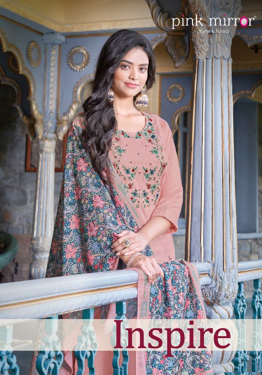 INSPIRE BY PINK MIRROR 1001 TO 1006 SERIES BEAUTIFUL SUITS COLORFUL STYLISH FANCY CASUAL WEAR & ETHNIC WEAR VISCOSE EMBROIDERED DRESSES AT WHOLESALE PRICE