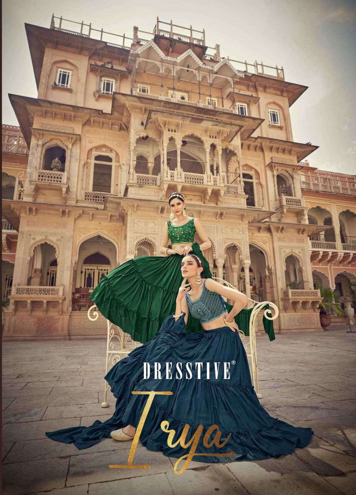 IRYA BY DRESSTIVE 1201 TO 1208 SERIES DESIGNER BEAUTIFUL NAVRATRI COLLECTION OCCASIONAL WEAR & PARTY WEAR CHINNON LEHENGAS AT WHOLESALE PRICE