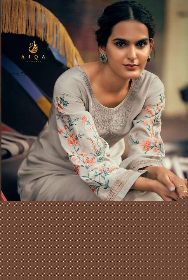 JASHNE ALAM BY AIQA 201 TO 208 SERIES BEAUTIFUL SUITS COLORFUL STYLISH FANCY CASUAL WEAR & ETHNIC WEAR MUSLIN SILK DRESSES AT WHOLESALE PRICE
