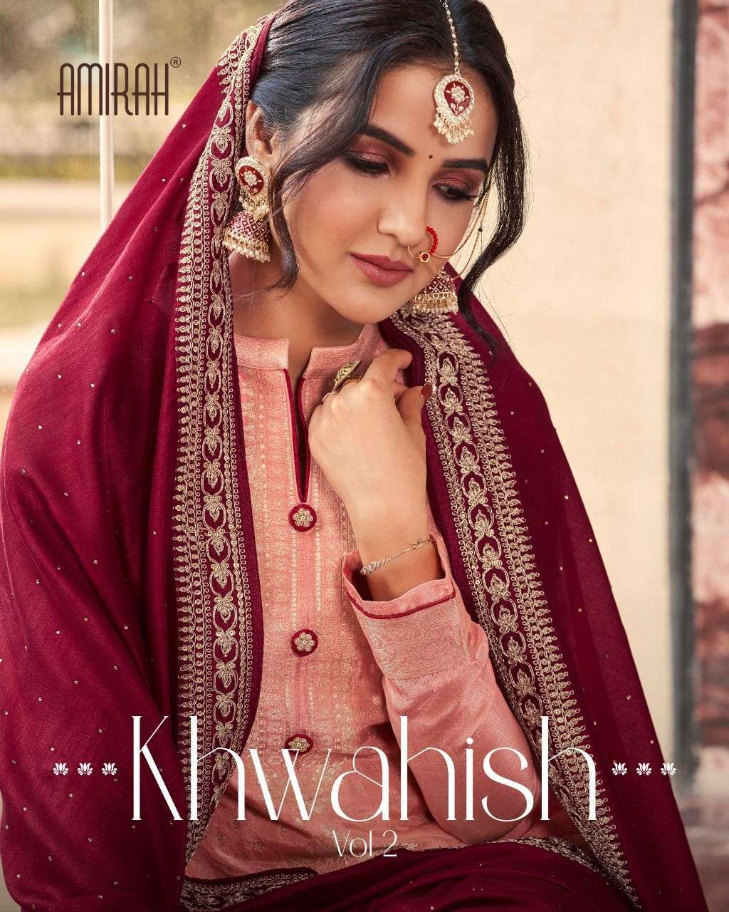 KHWAHISH VOL-2 BY AMIRAH 17001 TO 17006 SERIES BEAUTIFUL STYLISH SUITS FANCY COLORFUL CASUAL WEAR & ETHNIC WEAR & READY TO WEAR DOLA SILK JACQUARD DRESSES AT WHOLESALE PRICE
