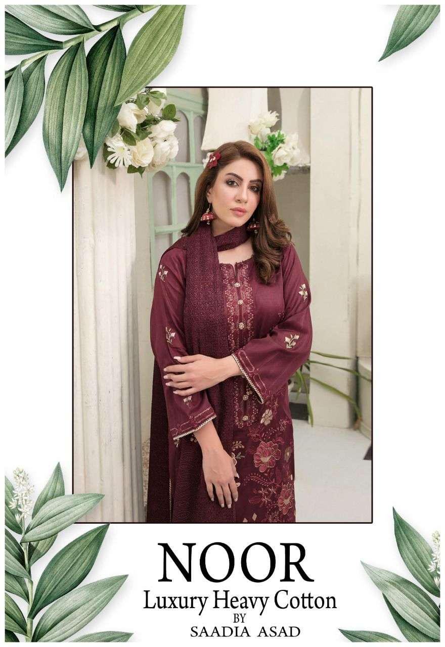 LUXURY HEAVY COTTON BY NOOR 101 TO 106 SERIES BEAUTIFUL PAKISTANI SUITS COLORFUL STYLISH FANCY CASUAL WEAR & ETHNIC WEAR HEAVY COTTON DRESSES AT WHOLESALE PRICE