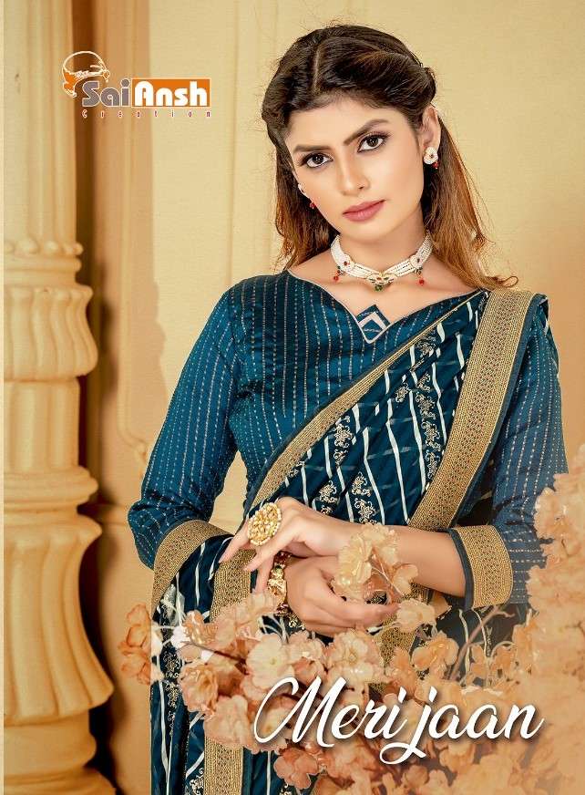 MERI JAAN BY SAI ANSH 1001 TO 1012 SERIES INDIAN TRADITIONAL WEAR COLLECTION BEAUTIFUL STYLISH FANCY COLORFUL PARTY WEAR & OCCASIONAL WEAR GEORGETTE SAREES AT WHOLESALE PRICE
