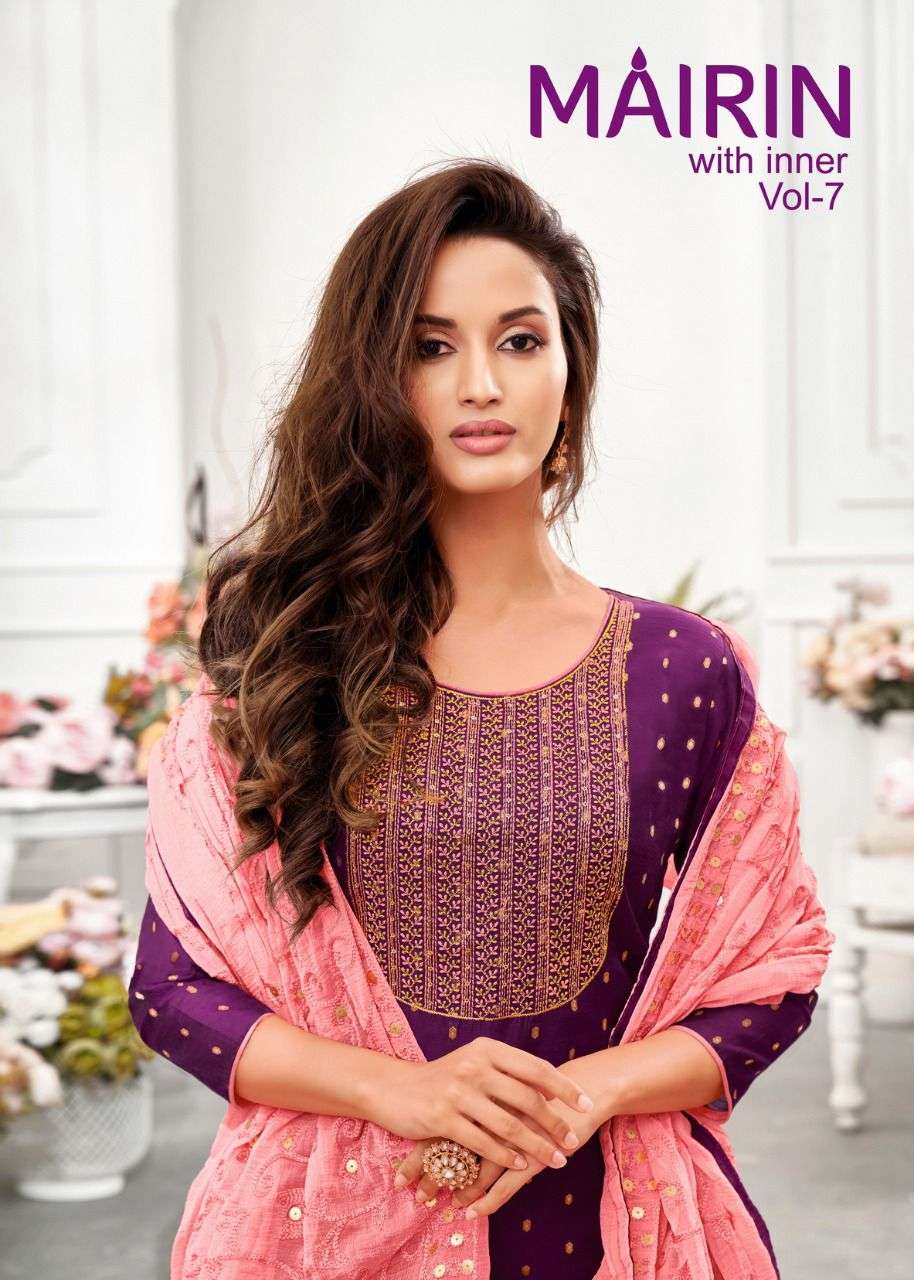 MAIRIN VOL-7 BY KAPIL TRENDZ 42001 TO 42012 SERIES BEAUTIFUL SUITS COLORFUL STYLISH FANCY CASUAL WEAR & ETHNIC WEAR MODAL DRESSES AT WHOLESALE PRICE