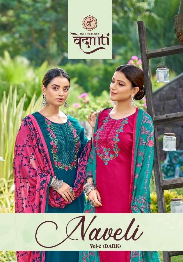 NAVELI VOL-2 BY VEDANTI 161 TO 164 SERIES BEAUTIFUL SUITS COLORFUL STYLISH FANCY CASUAL WEAR & ETHNIC WEAR SILK WITH WORK DRESSES AT WHOLESALE PRICE