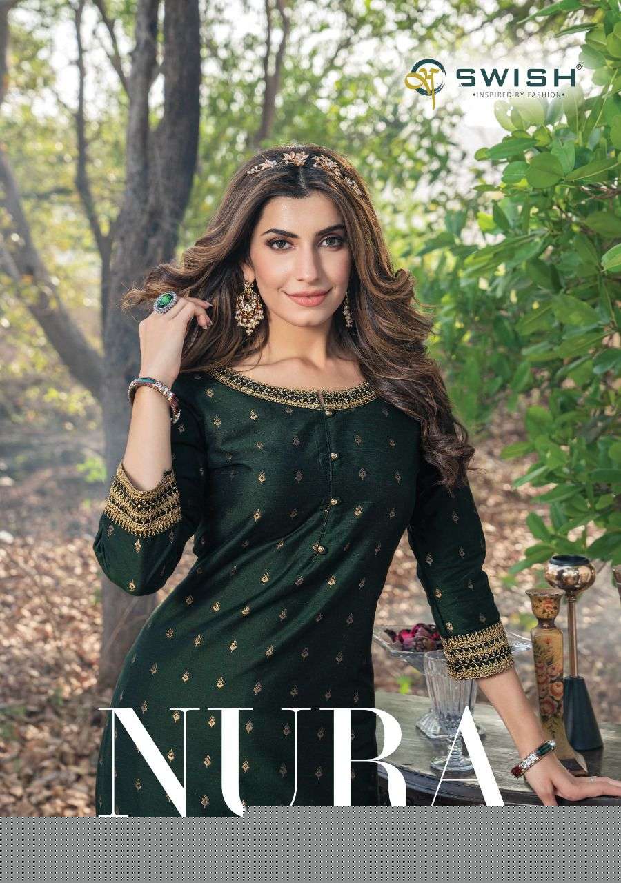 NURA VOL-2 BY SWISH 201 TO 205 SERIES DESIGNER STYLISH FANCY COLORFUL BEAUTIFUL PARTY WEAR & ETHNIC WEAR COLLECTION PURE SILK KURTIS AT WHOLESALE PRICE