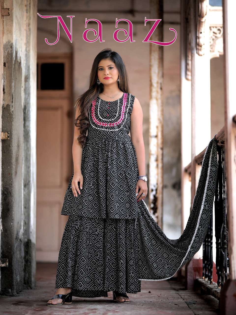 NAAZ BY FASHION GALLERIA 4003 TO 4006 SERIES BEAUTIFUL SHARARA SUITS COLORFUL STYLISH FANCY CASUAL WEAR & ETHNIC WEAR PURE COTTON PRINT DRESSES AT WHOLESALE PRICE