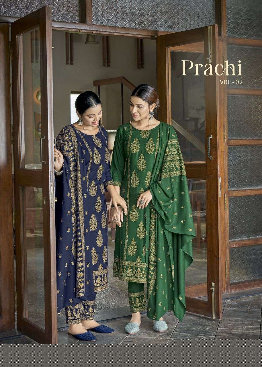 PRACHI VOL-2 BY BANWERY FASHION 1001 TO 1006 SERIES BEAUTIFUL SUITS COLORFUL STYLISH FANCY CASUAL WEAR & ETHNIC WEAR RAYON PRINT DRESSES AT WHOLESALE PRICE