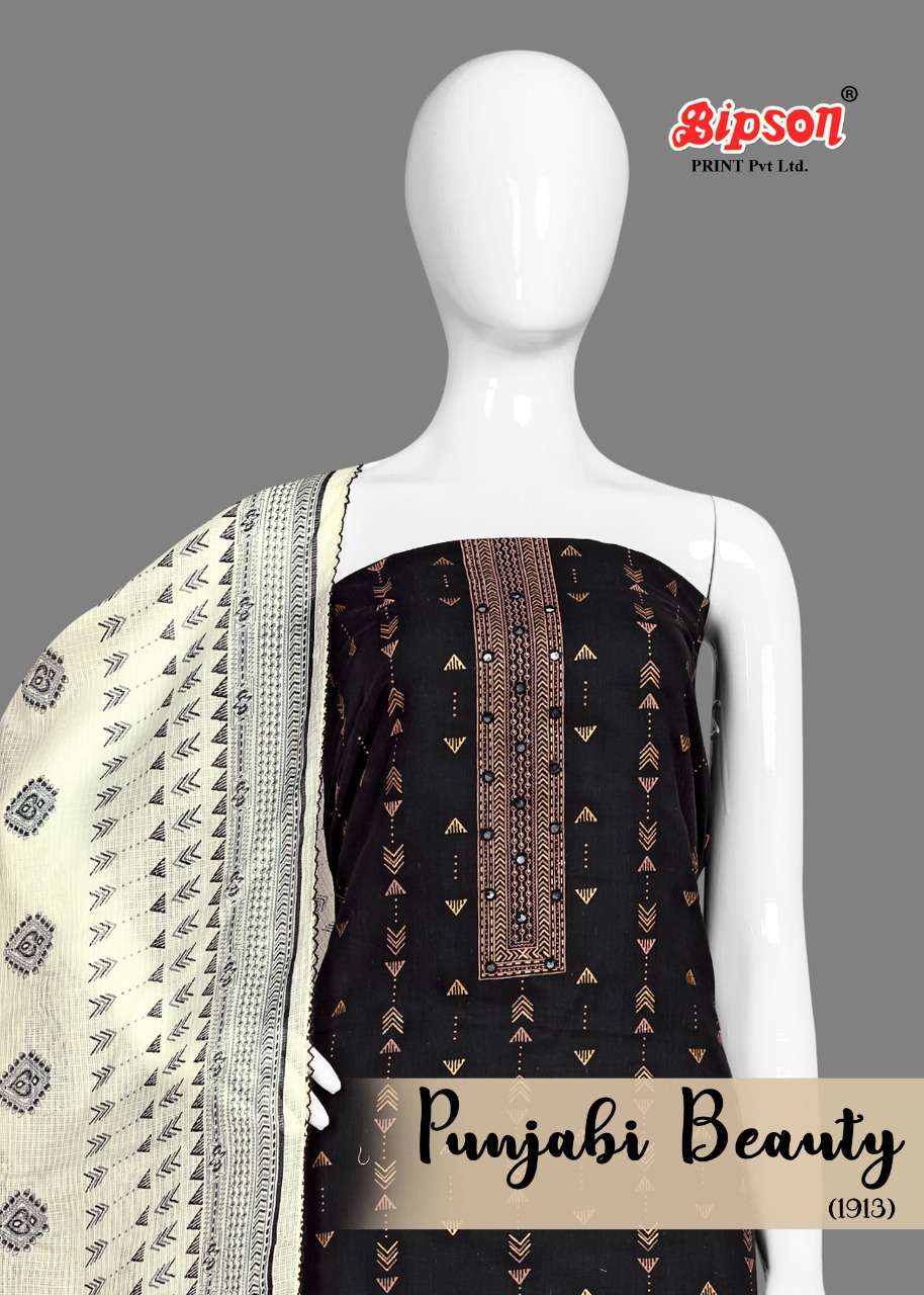 PUNJABI BEAUTY 1913 BY BIPSON 1913-A TO 1913-D SERIES BEAUTIFUL WINTER COLLECTION SUITS STYLISH FANCY COLORFUL CASUAL WEAR & ETHNIC WEAR GLACE COTTON PRINT WITH WORK DRESSES AT WHOLESALE PRICE