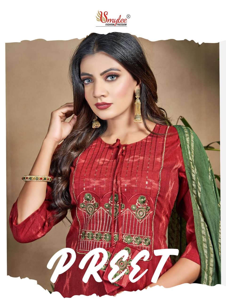 PREET BY SMYLEE 01 TO 08 SERIES DESIGNER STYLISH FANCY COLORFUL BEAUTIFUL PARTY WEAR & ETHNIC WEAR COLLECTION PURE RAYON KURTIS WITH DUPATTA AT WHOLESALE PRICE