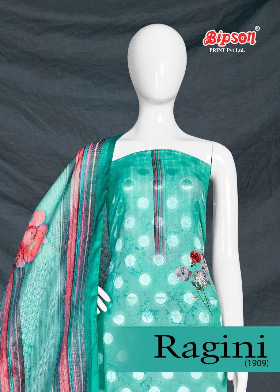 RAGINI 1909 BY BIPSON 01 TO 04 SERIES BEAUTIFUL SUITS COLORFUL STYLISH FANCY CASUAL WEAR & ETHNIC WEAR MUSLIN PRINT DRESSES AT WHOLESALE PRICE
