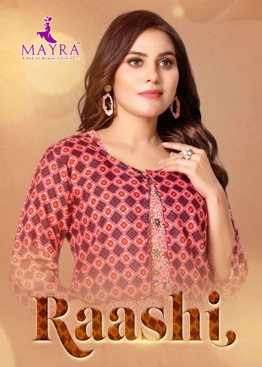 RAASHI BY MAYRA 901 TO 908 SERIES DESIGNER STYLISH FANCY COLORFUL BEAUTIFUL PARTY WEAR & ETHNIC WEAR COLLECTION PURE RAYON KURTIS WITH JACKET AT WHOLESALE PRICE