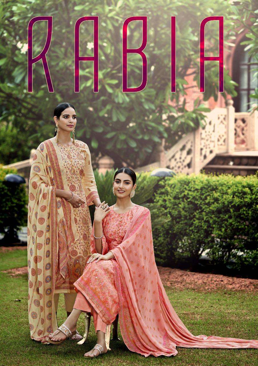 RABIA BY SARGAM PRINTS 305-001 TO 305-008 SERIES BEAUTIFUL SUITS COLORFUL STYLISH FANCY CASUAL WEAR & ETHNIC WEAR PURE MUSLIN PRINT DRESSES AT WHOLESALE PRICE