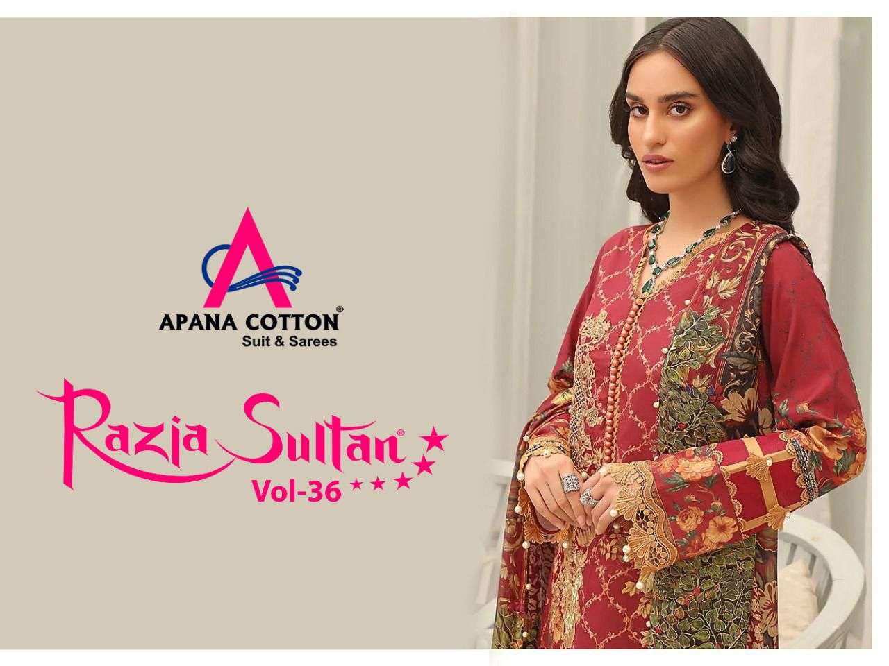 RAZIA SULTAN VOL-36 BY APANA COTTON 1001 TO 1008 SERIES BEAUTIFUL SUITS STYLISH FANCY COLORFUL CASUAL WEAR & ETHNIC WEAR COTTON PRINTED DRESSES AT WHOLESALE PRICE