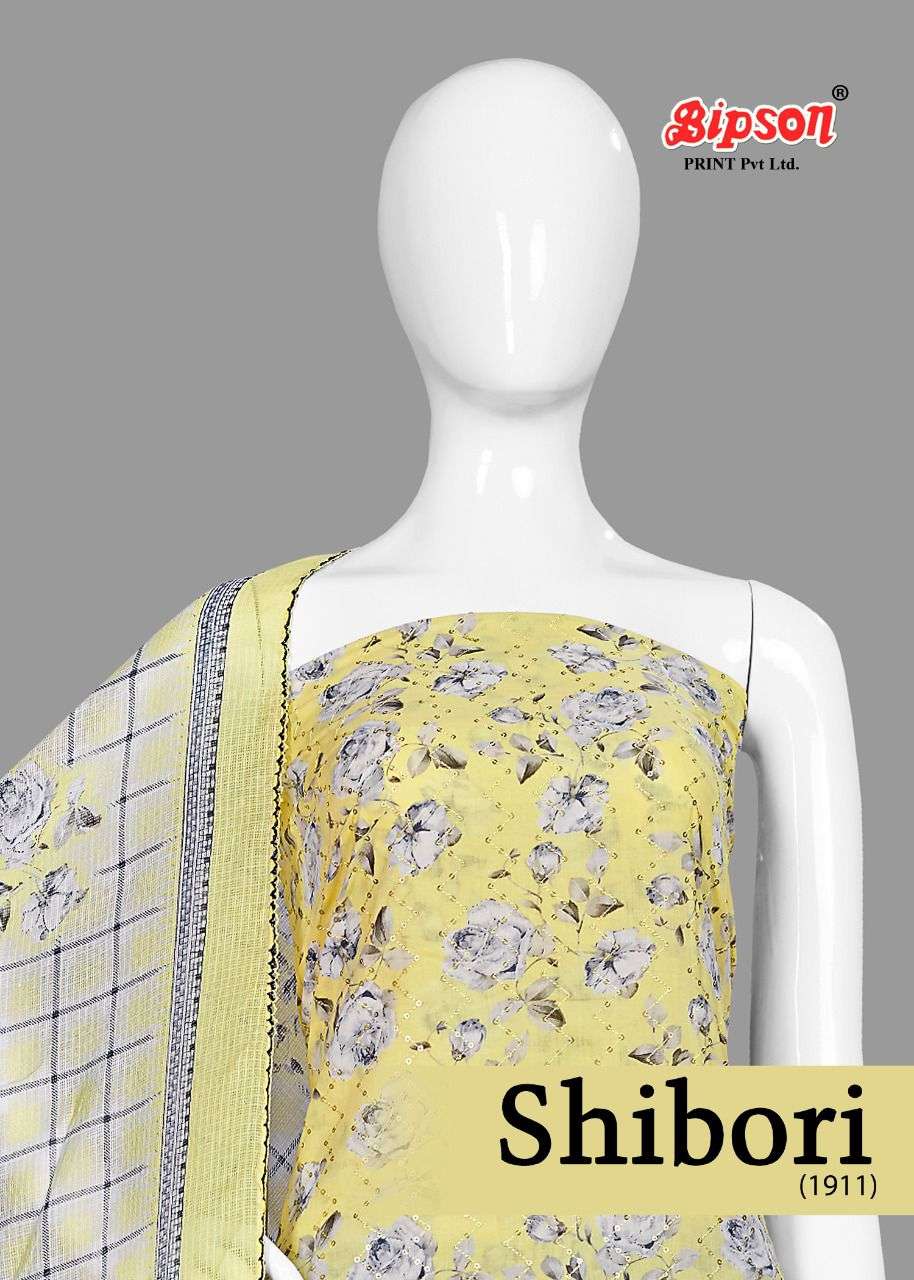 SHIBORI 1911 BY BIPSON 1911-A TO 1911-D SERIES BEAUTIFUL WINTER COLLECTION SUITS STYLISH FANCY COLORFUL CASUAL WEAR & ETHNIC WEAR PURE COTTON PRINT WITH WORK DRESSES AT WHOLESALE PRICE