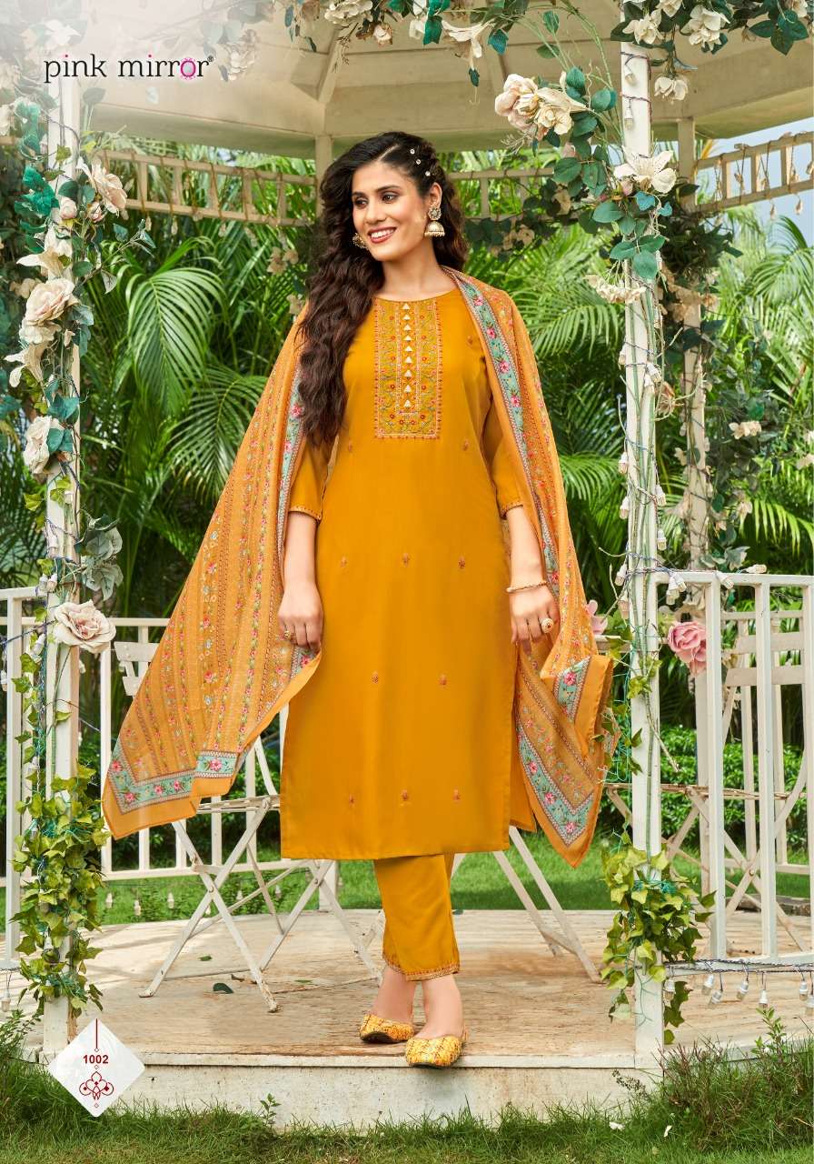 SUGAR BY PINK MIRROR 1001 TO 1006 SERIES BEAUTIFUL SUITS COLORFUL STYLISH FANCY CASUAL WEAR & ETHNIC WEAR SLUB EMBROIDERED DRESSES AT WHOLESALE PRICE