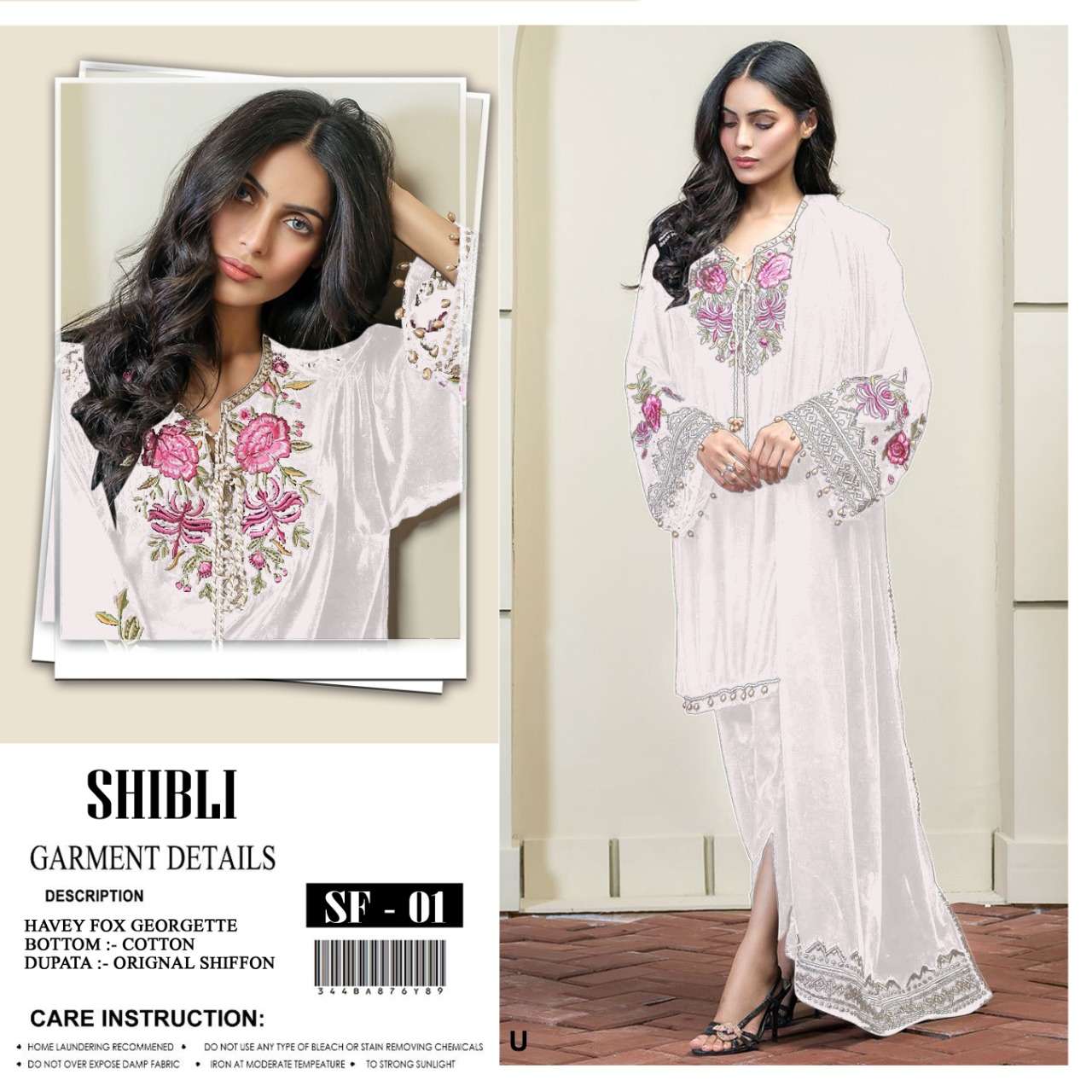 SF-01 COLOURS BY SHIBLI 01-A TO 01-B SERIES BEAUTIFUL PAKISTANI SUITS COLORFUL STYLISH FANCY CASUAL WEAR & ETHNIC WEAR FAUX GEORGETTE DRESSES AT WHOLESALE PRICE