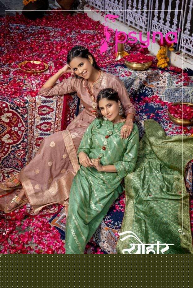 TYOHAR BY PSYNA 1001 TO 1006 SERIES BEAUTIFUL SUITS COLORFUL STYLISH FANCY CASUAL WEAR & ETHNIC WEAR PURE JACQUARD DRESSES AT WHOLESALE PRICE