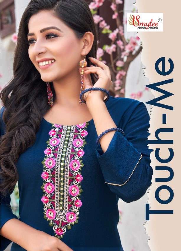 TOUCH ME BY SMYLEE 01 TO 08 SERIES DESIGNER STYLISH FANCY COLORFUL BEAUTIFUL PARTY WEAR & ETHNIC WEAR COLLECTION VISCOSE RAYON KURTIS AT WHOLESALE PRICE
