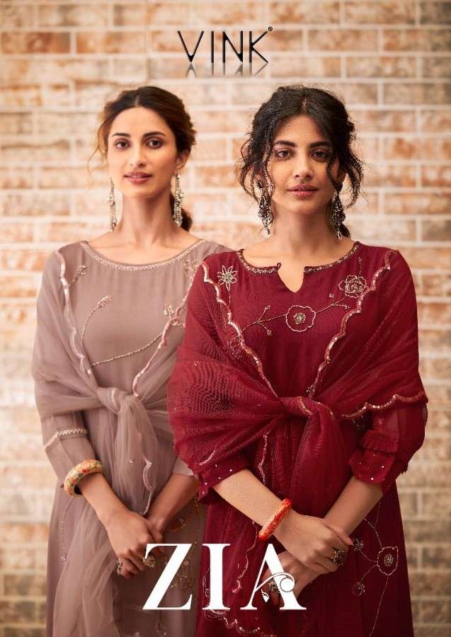 ZIA BY VINK 1661 TO 1666 SERIES BEAUTIFUL SUITS COLORFUL STYLISH FANCY CASUAL WEAR & ETHNIC WEAR GEORGETTE EMBROIDERED DRESSES AT WHOLESALE PRICE