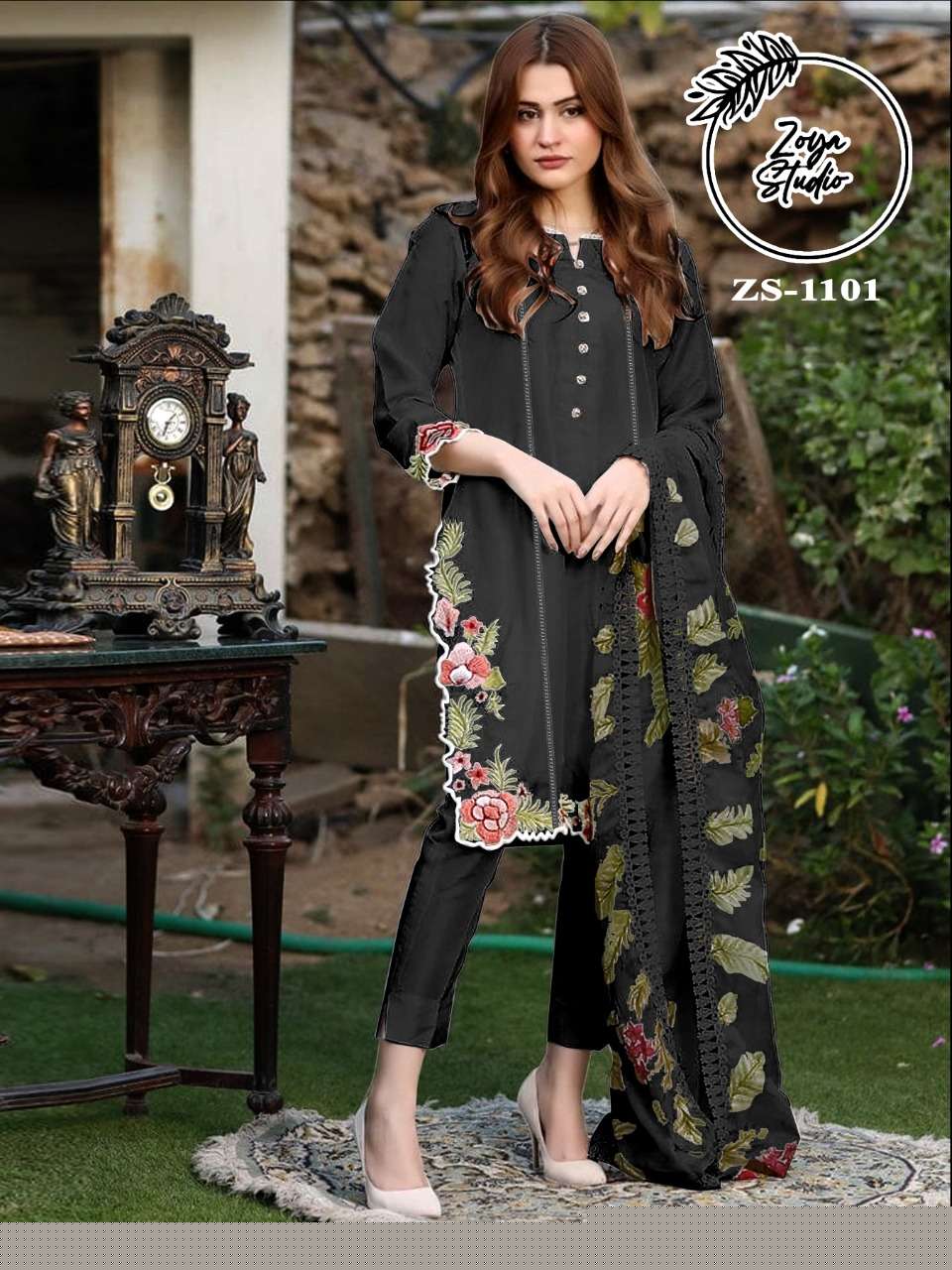 ZS-1101 COLOURS BY ZS TEXTILE 1101-A TO 1101-B SERIES BEAUTIFUL PAKISTANI SUITS COLORFUL STYLISH FANCY CASUAL WEAR & ETHNIC WEAR PURE COTTON DRESSES AT WHOLESALE PRICE