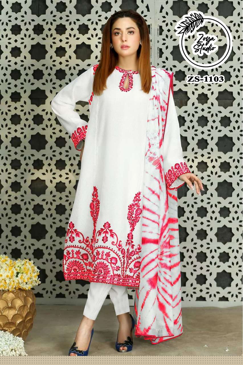 ZS-1103 COLOURS BY ZS TEXTILE 1103-A TO 1103-B SERIES BEAUTIFUL PAKISTANI SUITS COLORFUL STYLISH FANCY CASUAL WEAR & ETHNIC WEAR PURE GEORGETTE DRESSES AT WHOLESALE PRICE